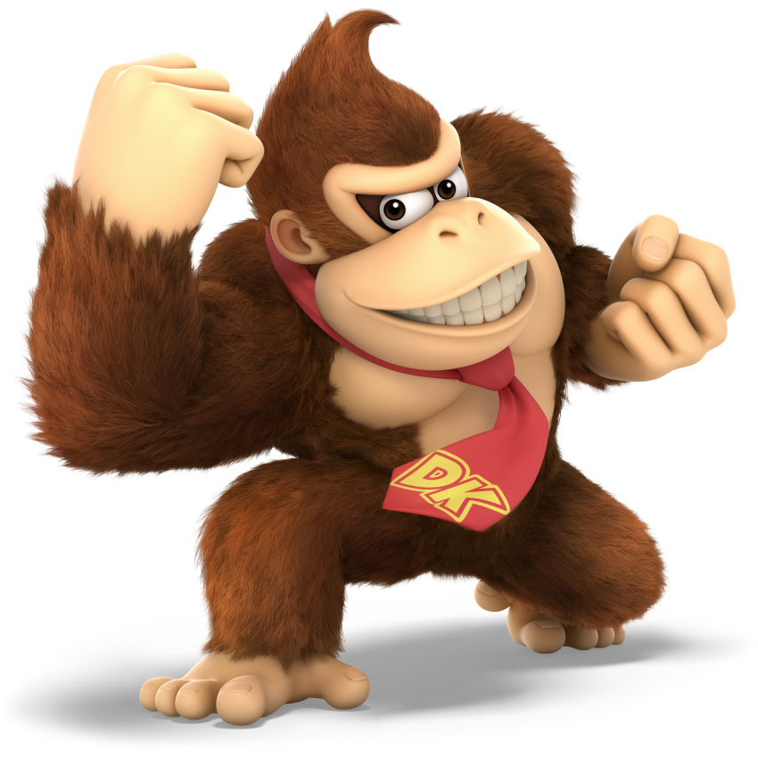 1:1 2018 3d_(artwork) absurd_res alpha_channel anthro ape barefoot biped brown_body brown_eyes brown_fur digital_media_(artwork) donkey_kong_(character) donkey_kong_(series) feet fur haplorhine hi_res looking_at_viewer male mammal muscular muscular_anthro muscular_male necktie nintendo official_art pecs primate simple_background smile solo super_smash_bros. super_smash_bros._ultimate teeth text_on_necktie transparent_background unknown_artist