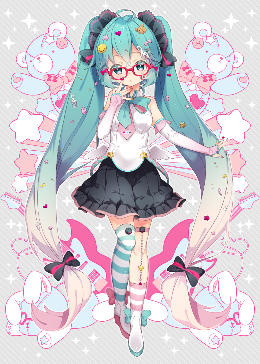 arami_o_8 garter_belt hatsune_miku megane thighhighs vocaloid wings