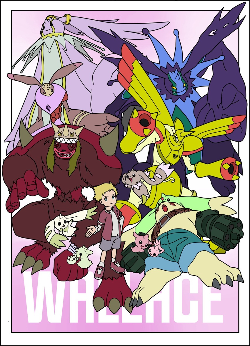 anthro antylamon armor bandai_namco black_body blonde_hair blue_eyes brown_body brown_fur cherubimon cherubimon_(evil) cherubimon_(good) digimon digimon_(species) evolutionary_family fur gargomon group gun_arm hair headgear helmet hi_res human long_ears lopmon male mammal pink_body rapidmon tasishomeos terriermon wendigomon white_body white_fur willis_(digimon)