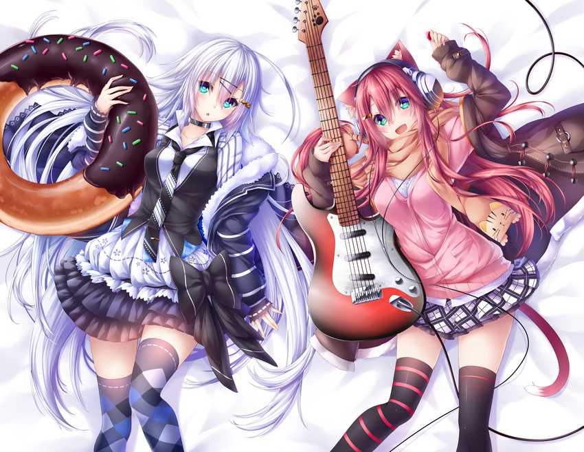 animal_ears guitar tail thighhighs tyaba_neko