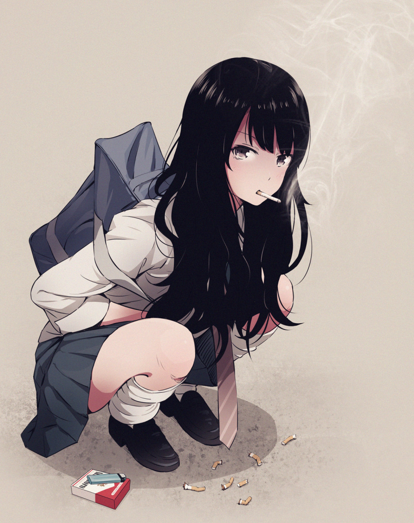 asou_(asabu202) seifuku skirt_lift smoking tagme