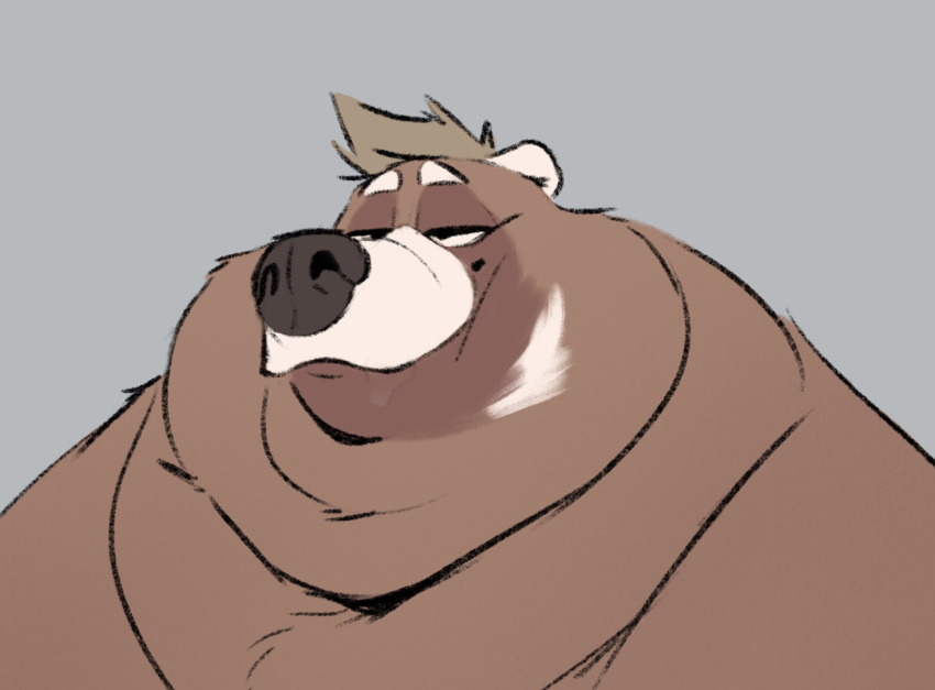 2022 anthro bear bodily_fluids chubby_cheeks drooling hi_res male mammal minedoo minedoo_(character) morbidly_obese obese overweight saliva simple_background solo