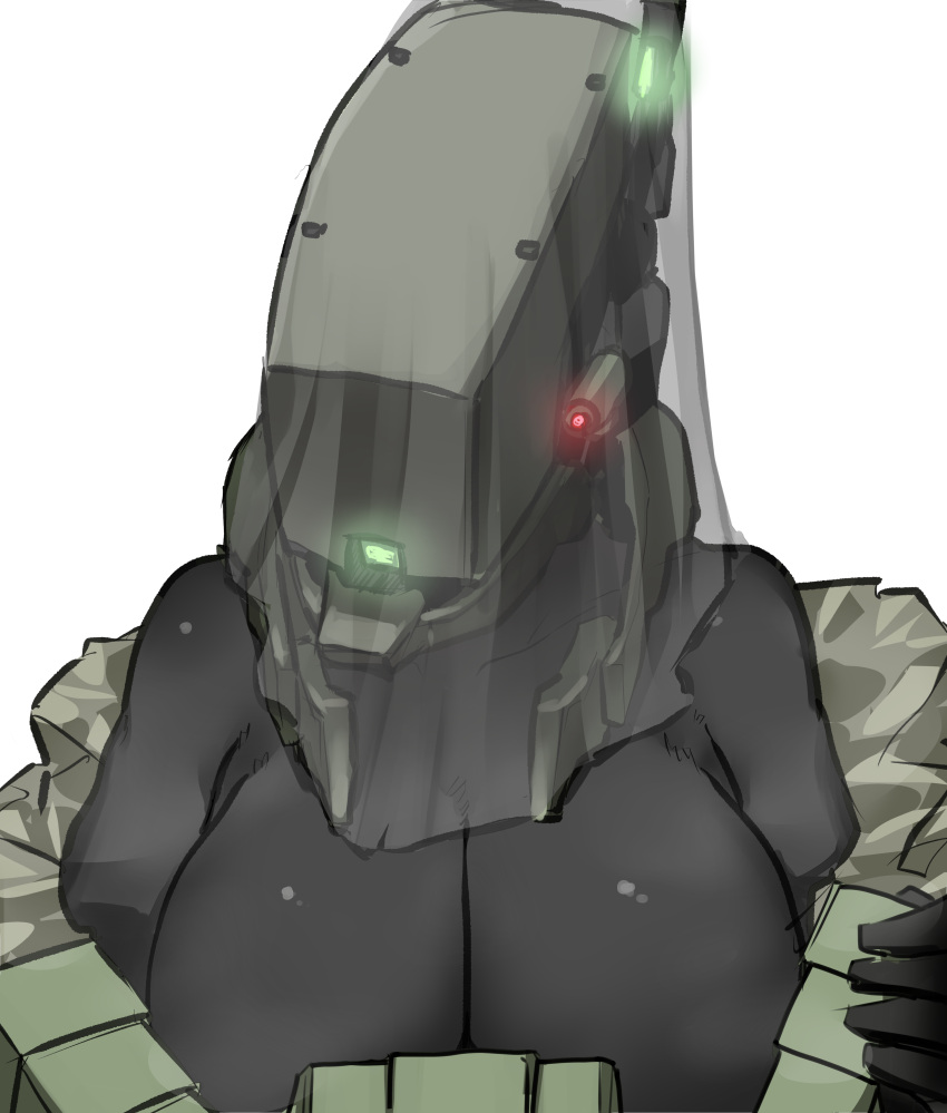 absurdres breasts camouflage centaurus_(girls'_frontline) female genderswap_(otf) girls'_frontline highres humanoid_robot kcco_(girls'_frontline) large_breasts robot rule_63 solo veil yanagui_yugi