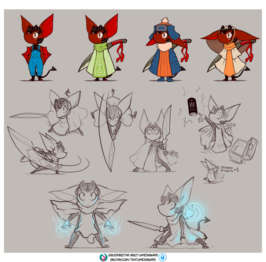 aamon_(james_howard) anthro bat chibi concept_art demon hi_res james_howard magic magic_user male mammal melee_weapon monster_energy rpg_(disambiguation) smol_aamon_(james_howard) solo subscribestar sword text url weapon