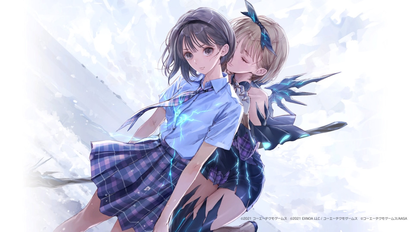 blue_reflection blue_reflection_tie hirahara_hiori kishida_mel seifuku thighhighs wallpaper wings yuri