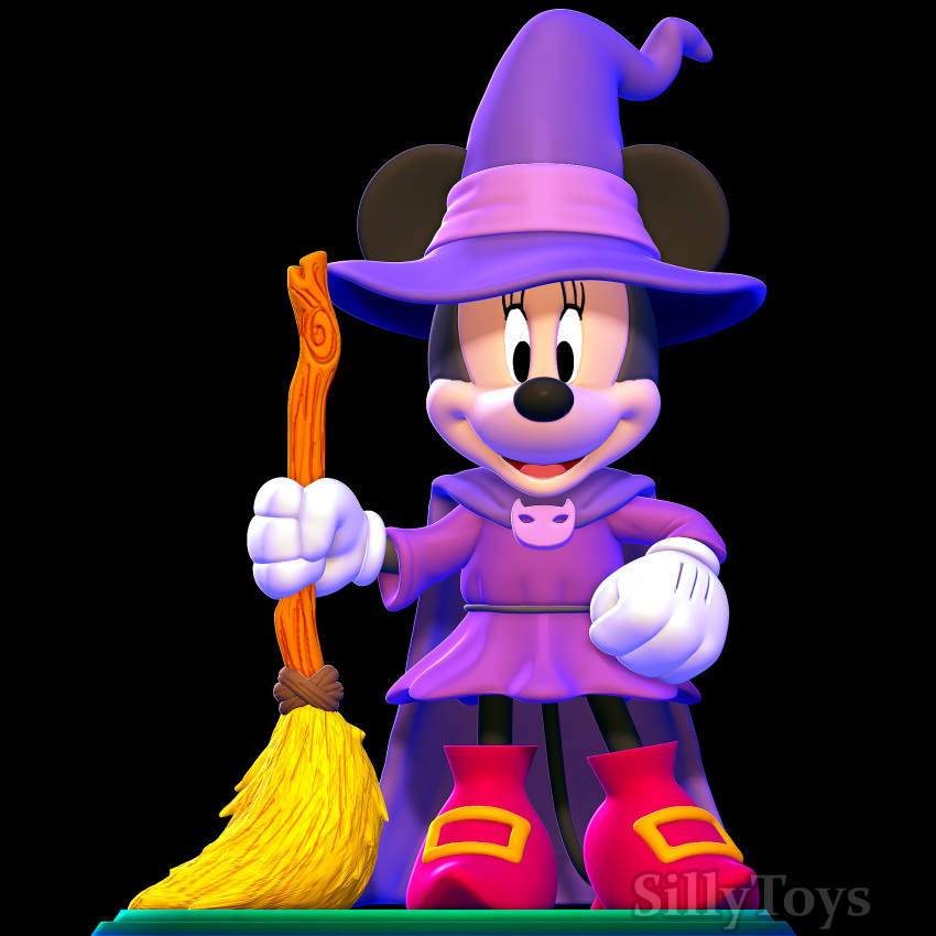 3d_(artwork) 3d_modeling 3d_print cape cleaning_tool clothing digital_media_(artwork) disney dress female gloves grass halloween handwear hat headgear headwear hi_res holidays magic_user male minnie_mouse mop plant shoe_buckles sillytoys simple_background smile witch witch_hat