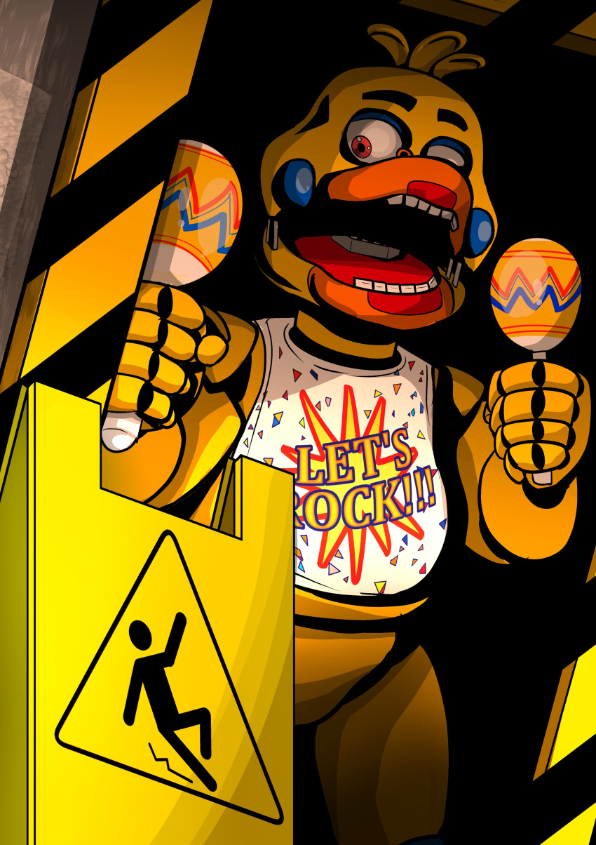 2018 absurd_res animatronic avian bird chicken five_nights_at_freddy's freddy_fazbear's_pizzeria_simulator galliform gallus_(genus) hi_res machine musical_instrument phasianid robot rockstar_chica_(fnaf) scottgames shu_20625 solo teeth