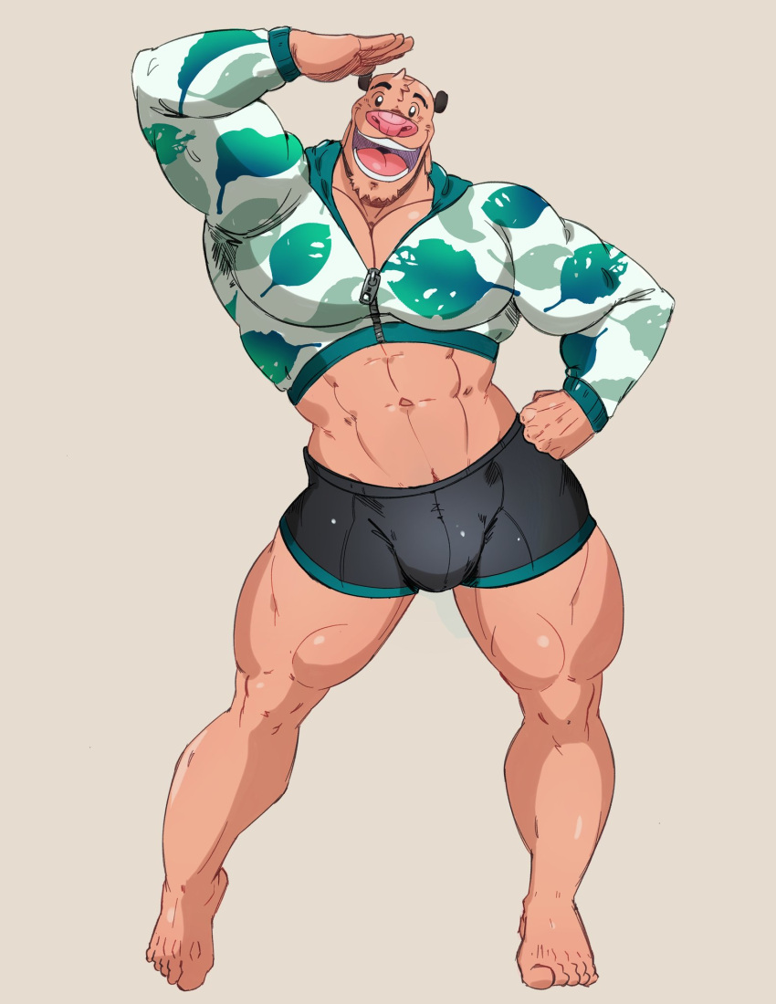 animal_crossing anthro arts_of_indiego barefoot bulge feet hi_res male mammal midriff muscular muscular_anthro muscular_male nintendo open_mouth smile solo wetsuit