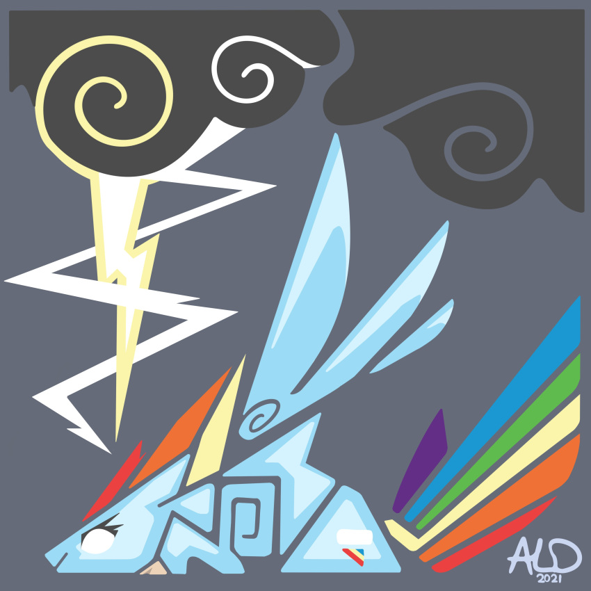 1:1 absurd_res aldillustration black_clouds capcom cloud cutie_mark electricity equid equine female friendship_is_magic hair hasbro hi_res lightning lightning_bolt mammal monster_hunter multicolored_hair multicolored_tail my_little_pony mythological_creature mythological_equine mythology no_irises no_pupils pegasus rainbow_dash_(mlp) rainbow_hair rainbow_tail solo tail white_eyes wings