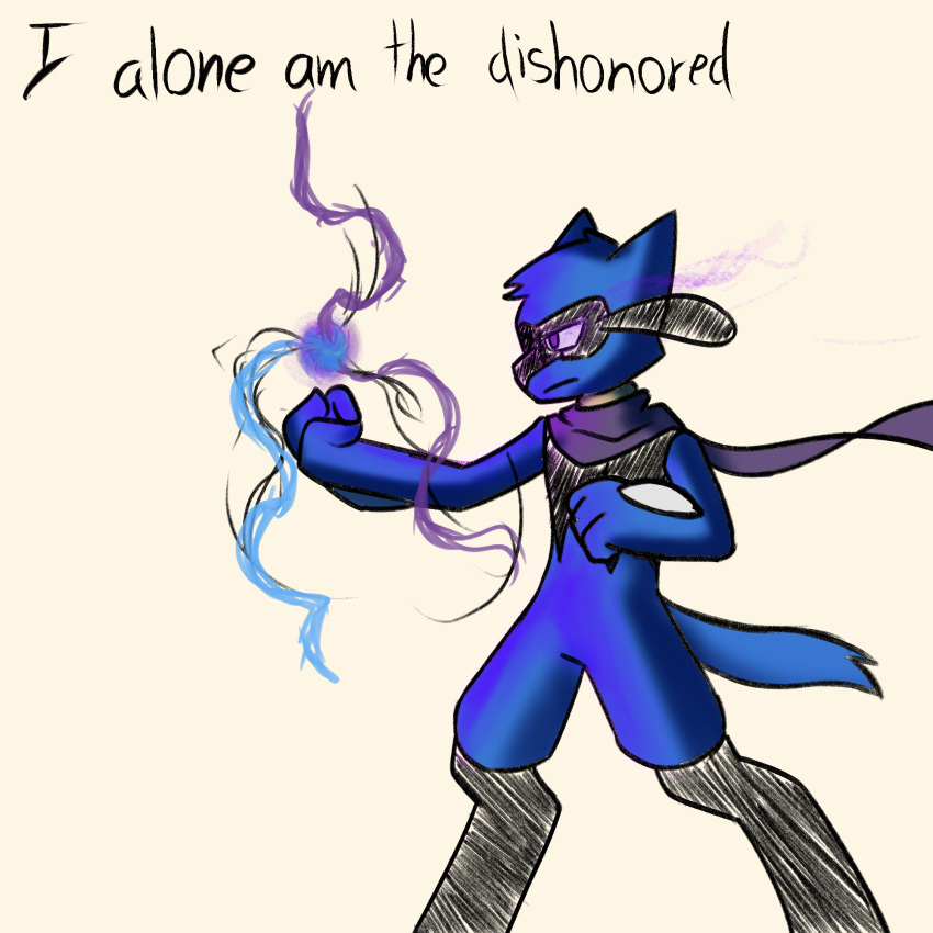 1:1 2024 ambiguous_gender anthro aura_sphere blue_body blue_tail digital_media_(artwork) energy energy_ball fingers fur generation_4_pokemon hi_res mouth_closed nintendo novaarts pokemon pokemon_(species) purple_eyes riolu simple_background solo standing tail white_sclera