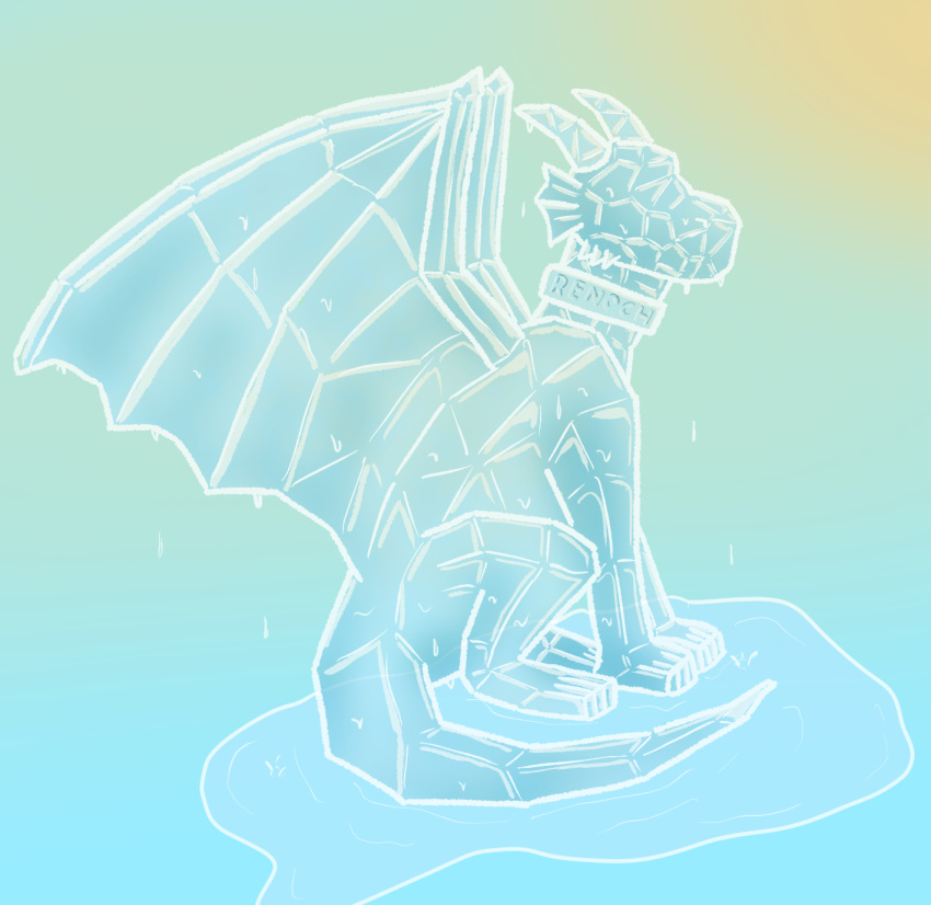 crystallized_dragons_(spyro) dragon feral hi_res ice_sculpture inanimate_transformation male melting mythological_creature mythological_scalie mythology petrification renoch scalie slatebreaker_(artist) solo transformation