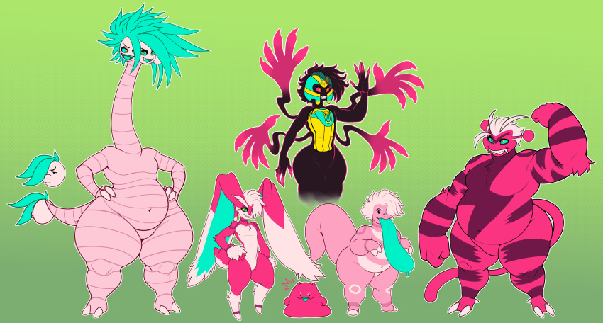 5_fingers alolan_exeggutor alolan_form anthro biped claws cofagrigus ditto_(pokemon) electabuzz fingers generation_1_pokemon generation_4_pokemon generation_5_pokemon generation_7_pokemon hi_res lagomorph lickitung long_neck lopunny mammal mr.pink nintendo pink_body pokemon pokemon_(species) pwink_(mr.pink) regional_form_(pokemon) tail thick_thighs tongue tongue_out