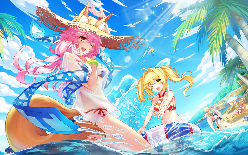 bikini cu_chulainn fate/apocrypha fate/grand_order fate/stay_night fate_(series) group jeanne_d'arc_(fate) scathach_(fate/grand_order) swimsuit tamamo_no_mae_(fate)