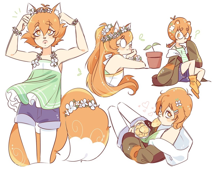 animal_ears evarose female flower glasses long_hair pidge_gunderson short_hair shorts tail voltron:_legendary_defender