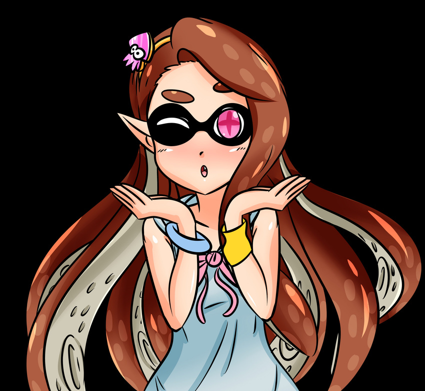 absurdres bad_id bad_twitter_id blush breasts commentary cosplay english_commentary female hairband highres i_am_jemboy idolmaster idolmaster_(classic) inkling_player_character inkling_player_character_(cosplay) minase_iori orange_hairband splatoon_(series) splatoon_1 tentacle tentacle_hair