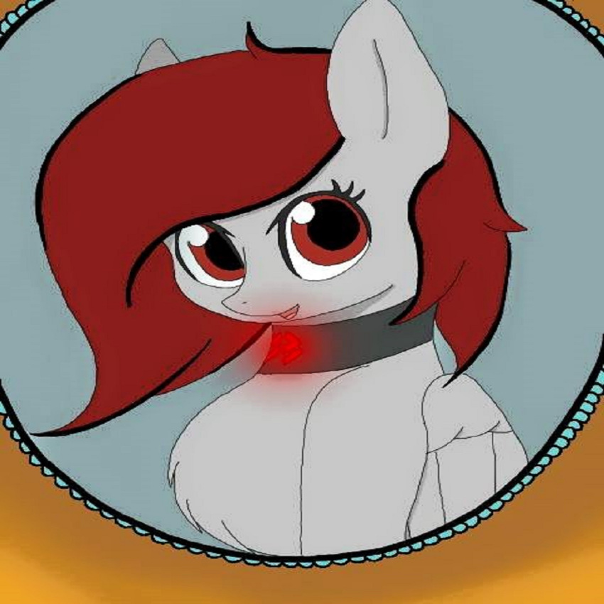 1:1 choker equid equine fan_character female fur glowing grey_body grey_fur hair hasbro hi_res horse jewelry magic mammal my_little_pony mythological_creature mythological_equine mythology necklace pegasus pony red_hair redeyes siva wings