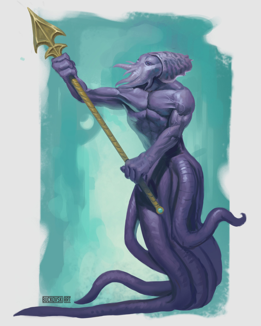 2023 4:5 abs absurd_res anthro biceps buckovskiart cephalopod coleoid cuttlefish decapodiform digital_media_(artwork) hi_res holding_object holding_weapon male marine mollusk muscular muscular_anthro muscular_male nude pecs purple_body solo tentacle vein veiny_muscles weapon were werecuttlefish