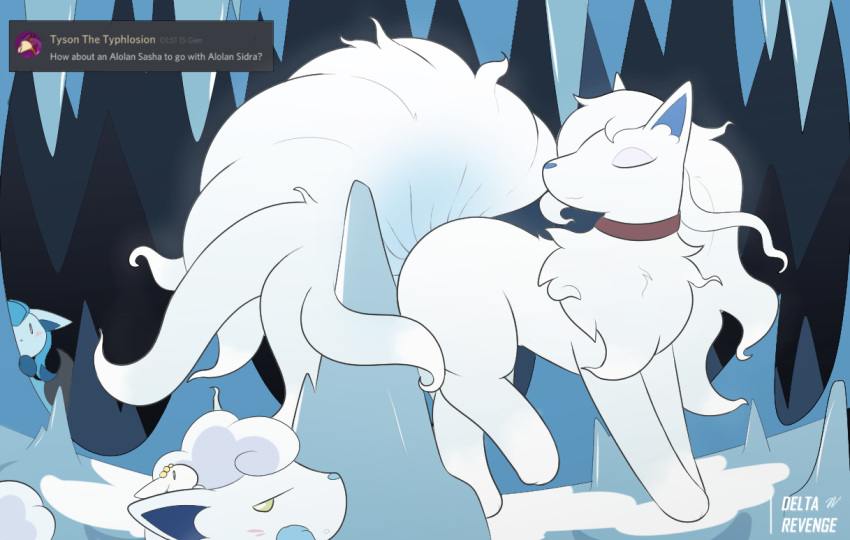 alolan_form alolan_ninetales alolan_vulpix canid canine cave chaut delta-eon eeveelution female feral flabebe freya_howell generation_4_pokemon generation_6_pokemon generation_7_pokemon glaceon group ice_cave mammal nintendo pokemon pokemon_(species) pokemon_mystery_dungeon regional_form_(pokemon) sasha_romani sidra_romani spike_chunsoft wanderlust