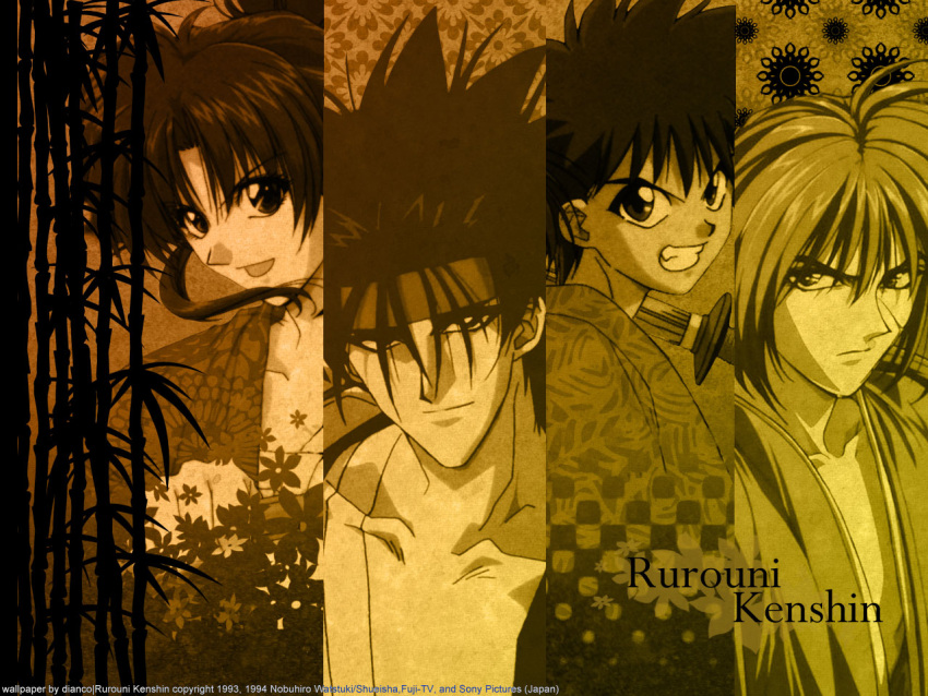 himura kaoru kenshing rurouni_kenshin sanosuke yahiko