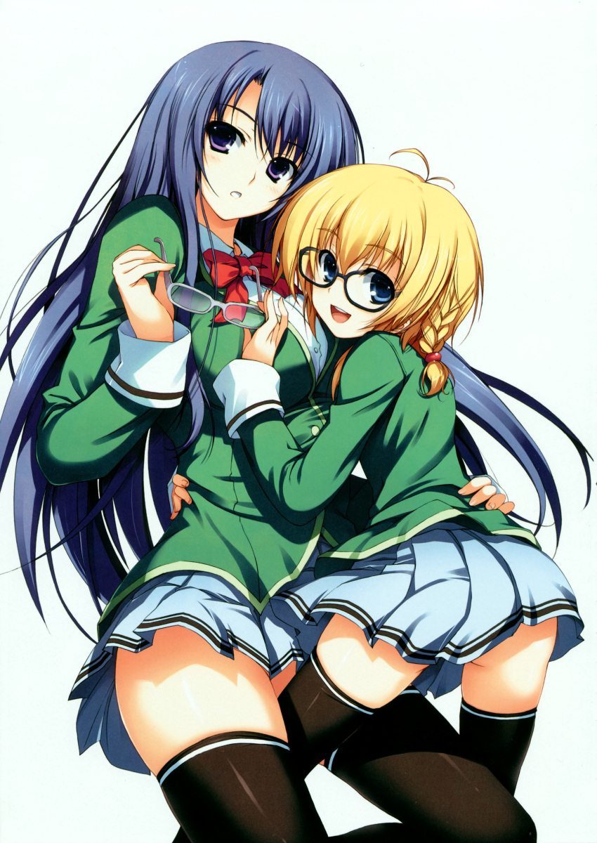 megane mugenkidou school_uniform thighhighs tomose_shunsaku