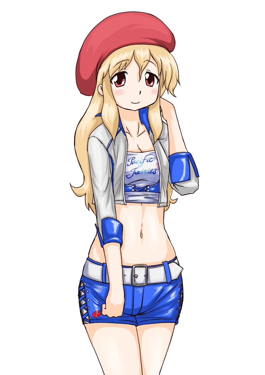 blonde_hair female hat highres midriff red_eyes shinrayku!_ikamusume shinryaku!_ikamusume tanabe_kozue