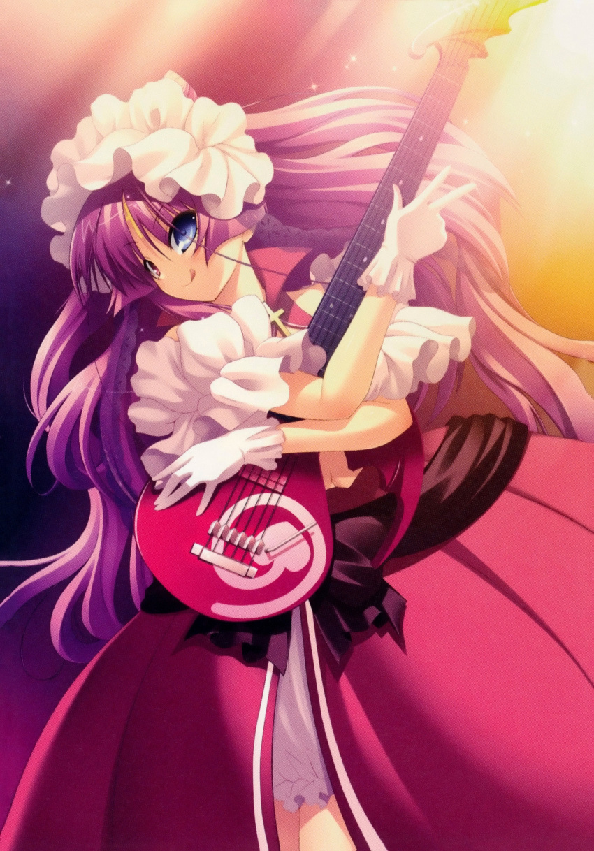 absurdres chu_x_chu_idol chu_x_chu_idol_2 chuno_churam female gloves guitar heterochromia highres instrument photoshop_(medium) solo white_gloves