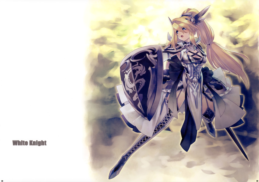 armor cleavage dress fixed hirano_katsuyuki stockings sword thighhighs valis_kokkyou_keibitai