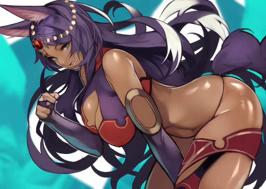 55level animal_ears dark_skin fate/grand_order fate_(series) long_hair purple_hair queen_of_sheba