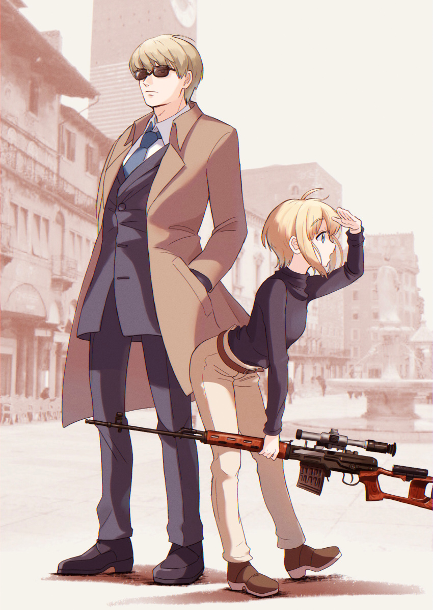 business_suit gun gunslinger_girl jean_croce megane nasubi_(toguro_nasu) rico_(gunslinger_girl)