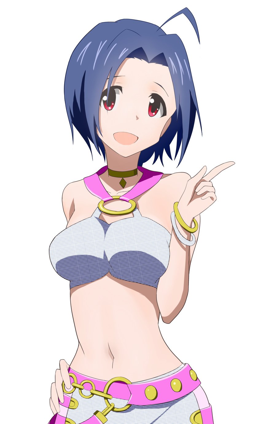 absurdres blue_hair dakimakura female highres idolmaster miura_azusa open_mouth red_eyes short_hair takahirokun v