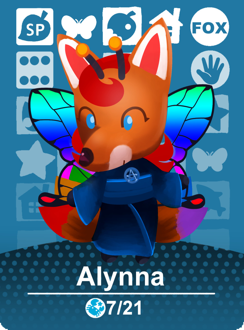 alynna animal_crossing antennae_(anatomy) anthro canid canine dotrook fairy female fox hi_res mammal multi_tail nintendo rainbow tail