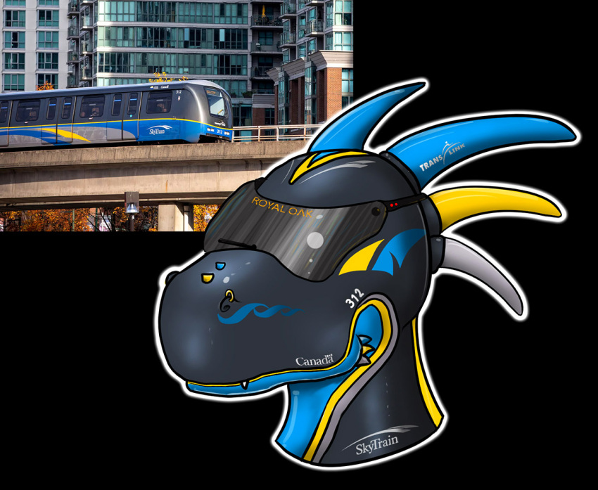 2023 6_horns anthro belly black_background black_body blue_belly blue_body blue_countershading blue_horn blue_markings blue_spikes bombardier bombardier_art canada canadian countershade_neck countershading curved_horn digital_drawing_(artwork) digital_media_(artwork) dragon electric_railcar english_text facial_piercing facial_spikes gold_(metal) gold_jewelry grey_markings grey_spikes grey_stripes headshot_portrait horn how_to_dragon_your_train hybrid jaw_spikes jewelry light_body living_machine living_train living_vehicle locomorph logo machine male markings meme multi_horn multicolored_body mythological_creature mythological_scalie mythology nose_piercing orange_text photo piercing portrait public_transportation rail_transit railcar rapid_transit reference_image reptile ring_piercing rubberderg scalie simple_background skytrain smooth_horn snaggle_tooth solo spikes spikes_(anatomy) stripes text train urban_rail_transit vehicle visor white_horn windshield_wiper yellow_horn yellow_markings yellow_spikes yellow_stripes