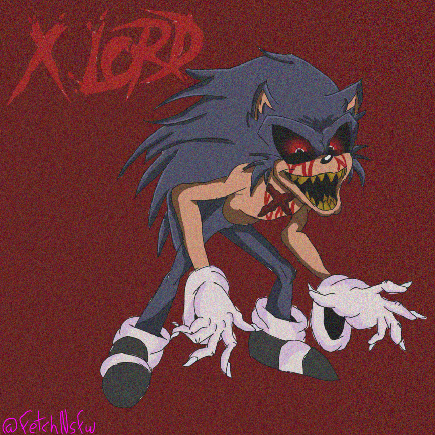 1:1 blood bodily_fluids cartoon_gloves claws creepypasta crying_blood eulipotyphlan friday_night_funkin' hedgehog hi_res lord_x male mammal nightmare_fuel nightzombie red_eyes scar sega solo sonic.exe_(creepypasta) sonic_the_hedgehog_(series) teeth vs._sonic.exe_(fnf_mod) yellow_teeth