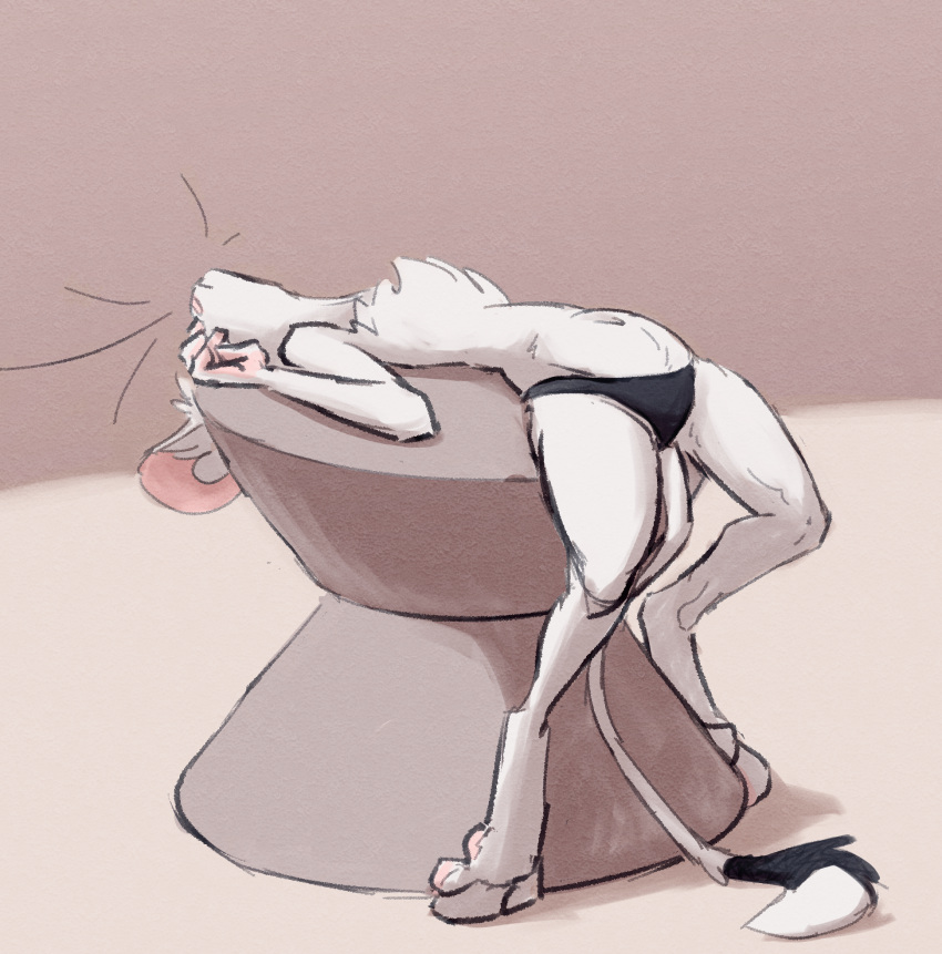 3_toes animancer chest_floof chest_tuft clothed clothing digitigrade dipodid feet female fur hi_res jerboa luck_(animancer) lying mammal on_back panties reclining rodent simple_background solo toes topless tuft underwear whiskers white_body white_fur