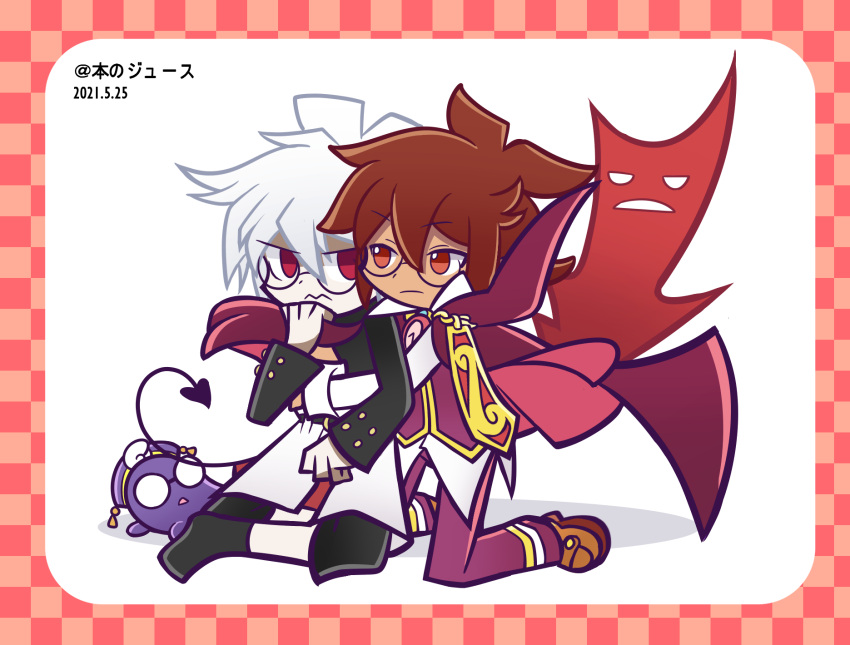 2boys bad_id bad_pixiv_id crimson_slushie crossover disgaea highres klug_(puyopuyo) makai_senki_disgaea_3 male_focus mao_(disgaea) multiple_boys puyopuyo puyopuyo_fever strange_klug