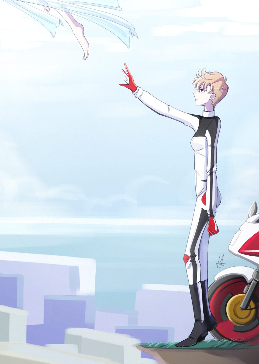 absurdres bishoujo_senshi_sailor_moon highres legs motor_vehicle motorcycle sailor sailor_uranus short_hair ten'ou_haruka