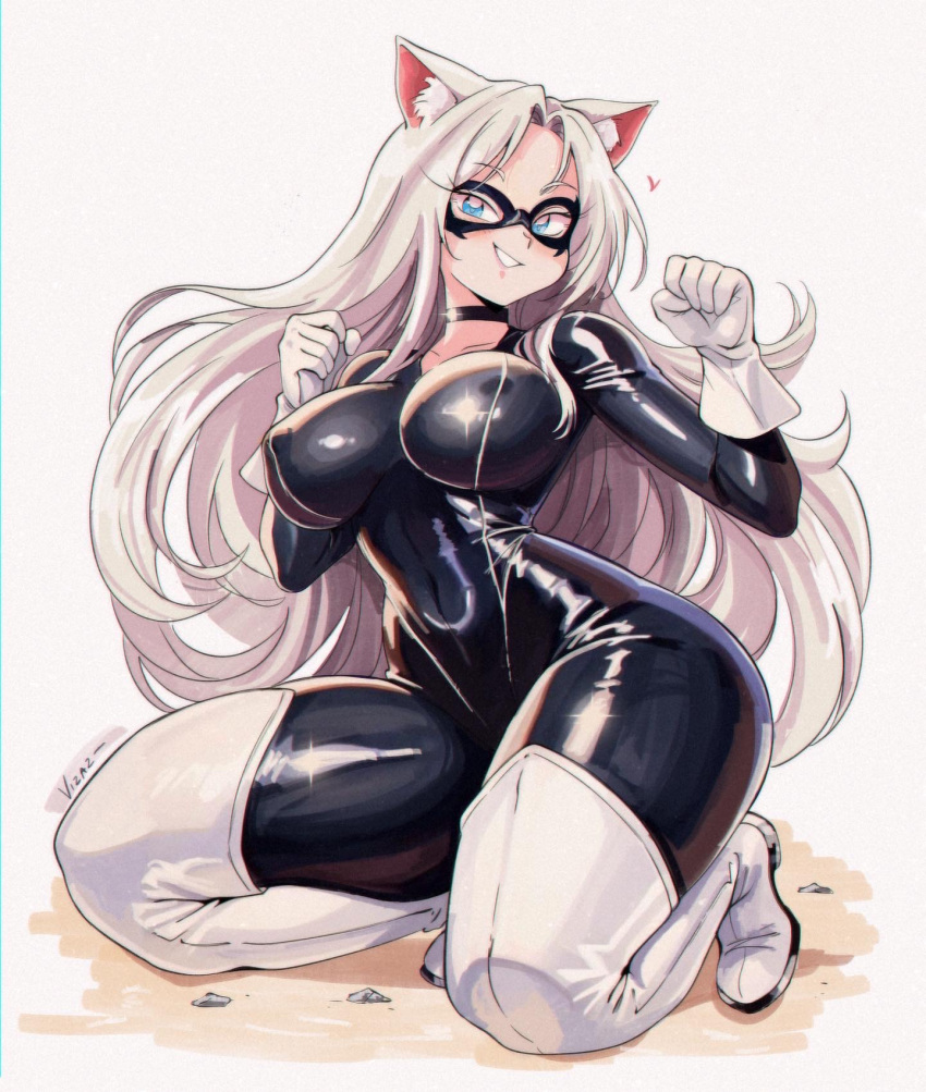 1girls 2024 adorable big_breasts black_cat_(marvel) blue_eyes bodysuit breasts cat_ears choker curvy curvy_body curvy_female curvy_figure cute digital_media_(artwork) felicia_hardy female female_only gloves hips hourglass_figure light-skinned_female light_skin long_hair looking_at_viewer marvel marvel_comics mask masked masked_female nipple_bulge shiny shiny_bodysuit shiny_clothes shiny_skin skin_tight smile smiling smiling_at_viewer spider-man_(series) squirting thighhighs thighs tight_clothes tight_clothing vizaz voluptuous voluptuous_female white_background white_boots white_fur white_hair wide_hips