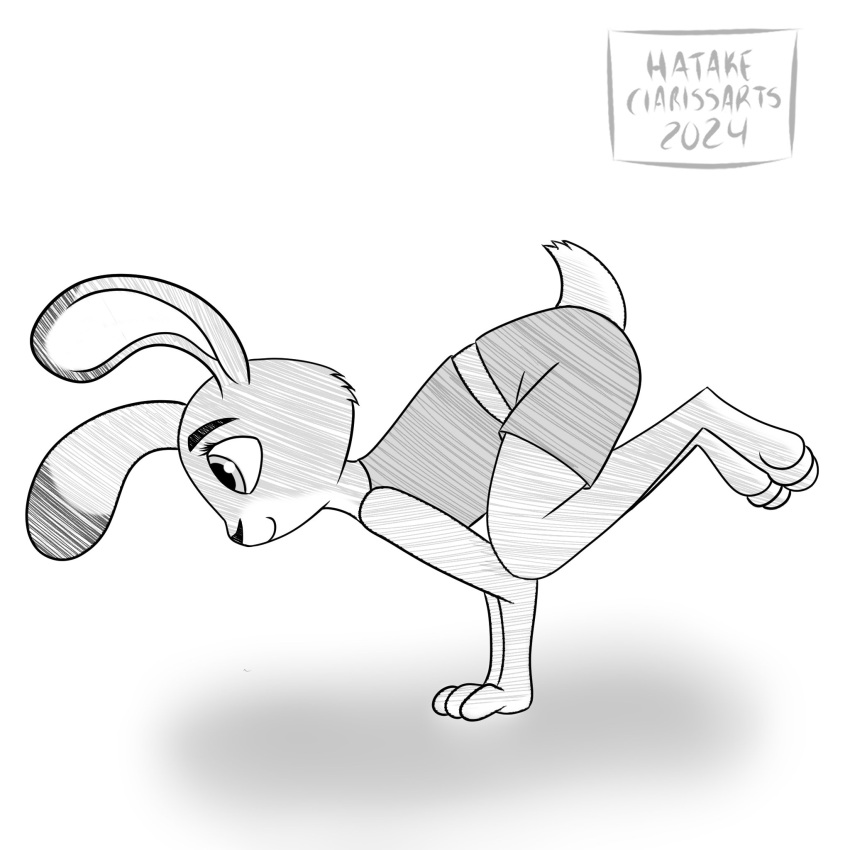 anthro athlete disney exercise female hatakeclarissarts hi_res inktober inktober_2024 judy_hopps lagomorph leporid mammal rabbit solo warmup yoga zootopia