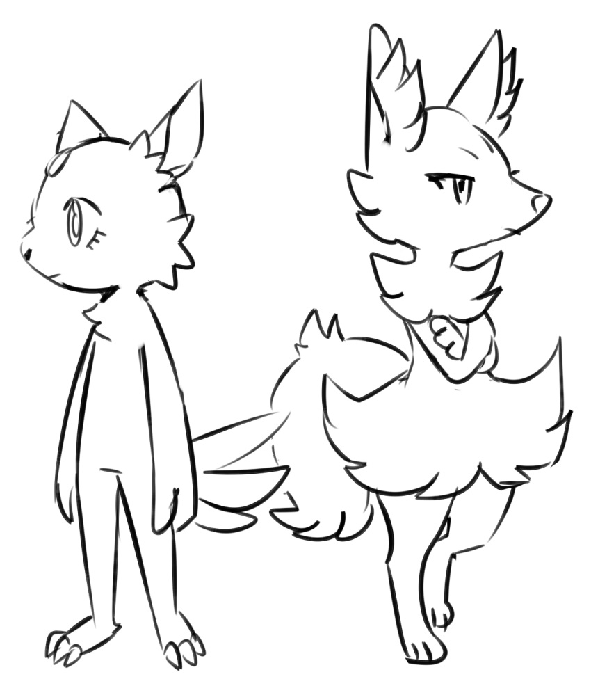 2019 ambiguous_gender animated anthro biped black_nose blinking braixen claws crossed_arms digital_media_(artwork) duo female_(lore) finger_claws flavia-elric fluffy fluffy_tail forehead_gem fur gem generation_6_pokemon generation_8_pokemon hi_res inner_ear_fluff kuroichi_(flavia-elric) louise_(flavia-elric) male_(lore) mouth_closed nintendo pokemon pokemon_(species) pupils simple_background sneasler standing tail toe_claws tuft whiskers white_background white_pupils white_sclera