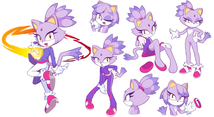 absurdres blaze_the_cat commentary english_commentary female forehead_jewel furry furry_female highres multiple_views sonic_(series) starbirbz