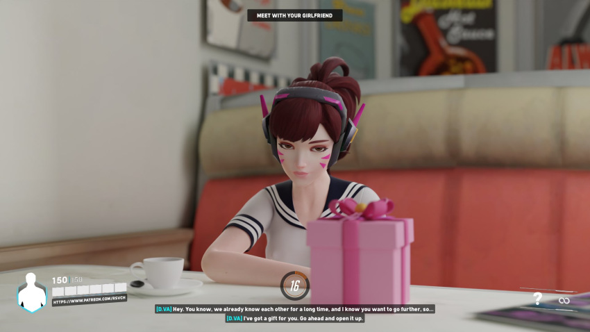 asian asian_female blizzard_entertainment chastity chastity_cage chastity_device d.va female female_focus gift gift_box looking_at_viewer male male_pov overwatch patreon_username pov rsvch rsvch_art tagme