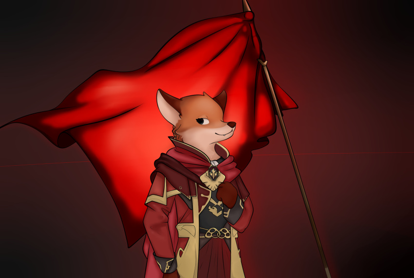 anthro canid canine cdt2s female flag fox hi_res mammal solo standing stellaris