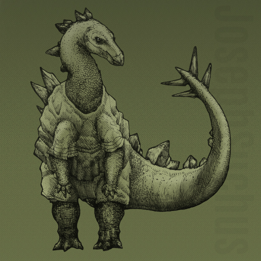 1:1 5_fingers ambiguous_gender clothed clothed_feral clothing dinosaur english_text extinct feral feralized fingers goodbye_volcano_high hi_res josephsuchus long_tail monochrome ornithischian plates_(disambiguation) prehistoric_species reptile scales scalie simple_background slightly_chubby slightly_chubby_ambiguous solo spiked_tail spikes spikes_(anatomy) stegosaurian stegosaurus stella_(gvh) stella_(gvh_beta) tail text thagomizer thick_tail thorns thyreophoran