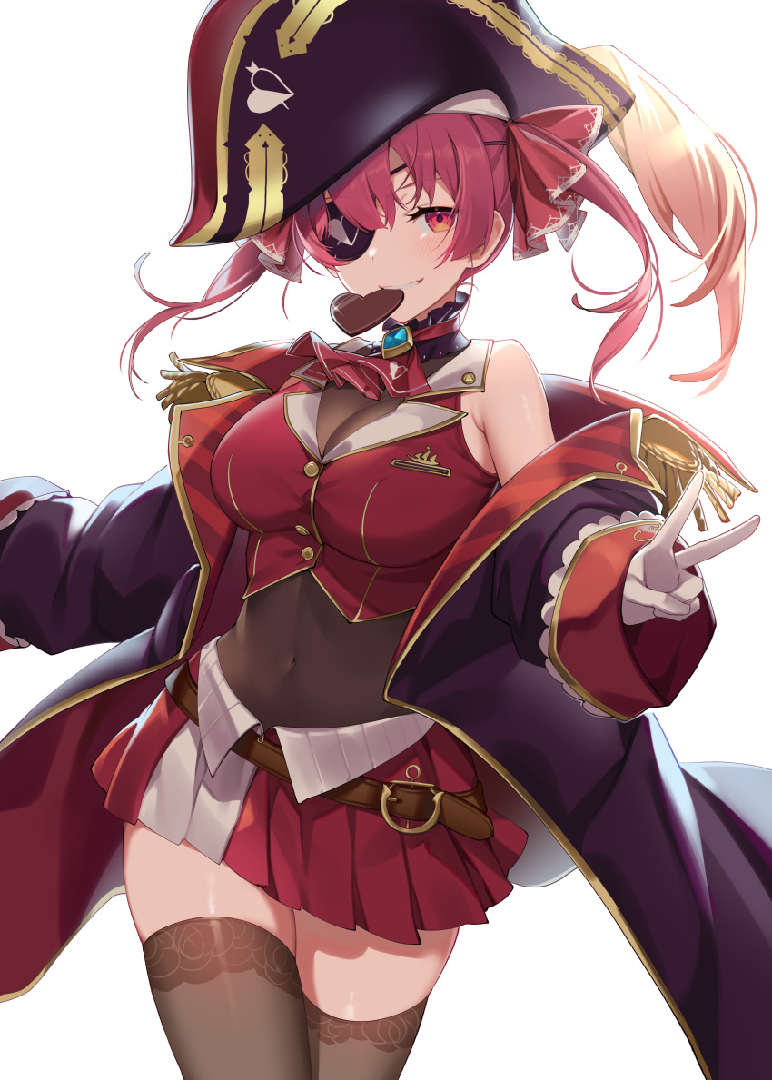 eyepatch hololive houshou_marine ikomochi pirate thighhighs valentine