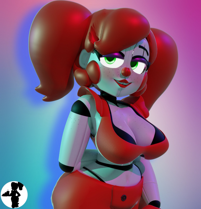 3d baby_(fnafsl) blush bra bra_cups_sticking_out circus_baby circus_baby_(fnaf) five_nights_at_freddy's five_nights_at_freddy's:_sister_location freckles green_eyes looking_at_viewer robot so87baby summer_of_87_baby tagme