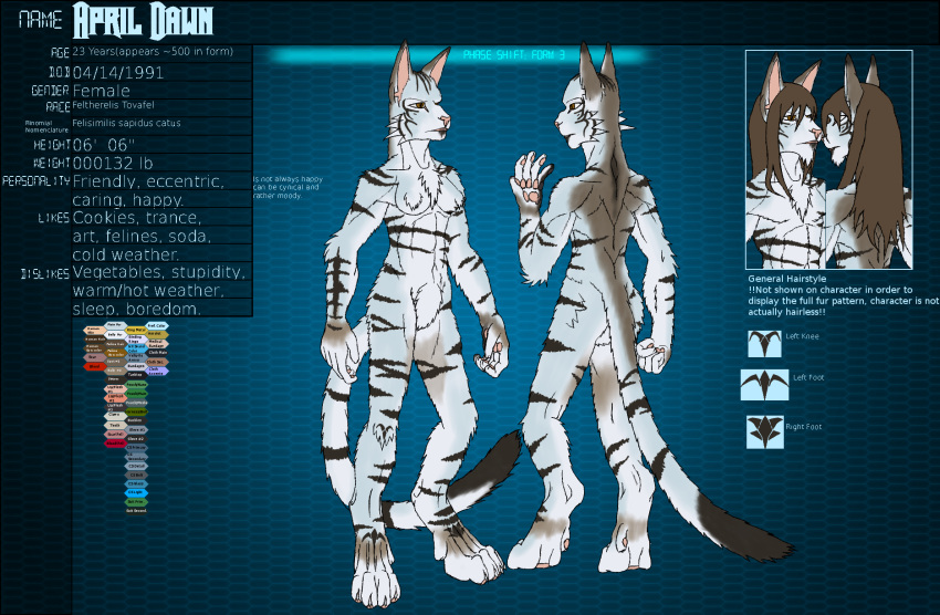 2012 anthro april_dawn biped color_swatch digitigrade english_text felid female frostwyrm102 hi_res mammal model_sheet nude solo standing tail text