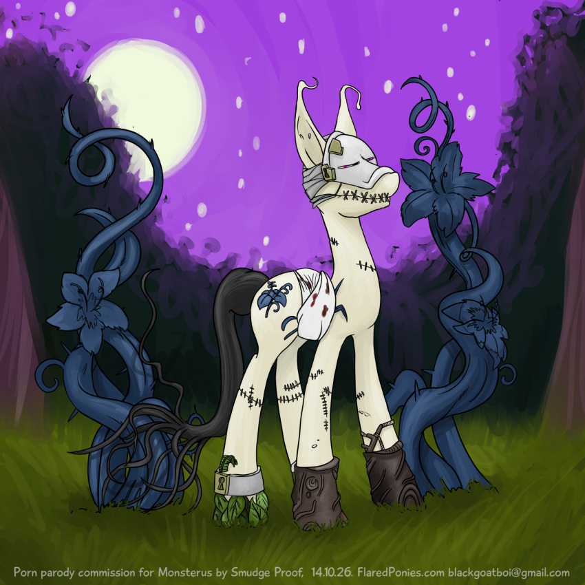 1:1 ambiguous_gender cutie_mark digital_media_(artwork) earth_pony english_text equid equine everfree_forest fan_character grass hasbro hi_res horse mammal moon my_little_pony night outside plant pony sky smudge_proof solo star starry_sky text url white_noise