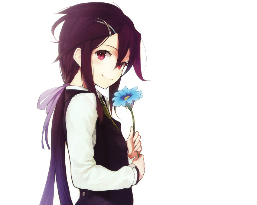 black_hair flowers long_hair original seifuku shirabi_(life-is-free) white