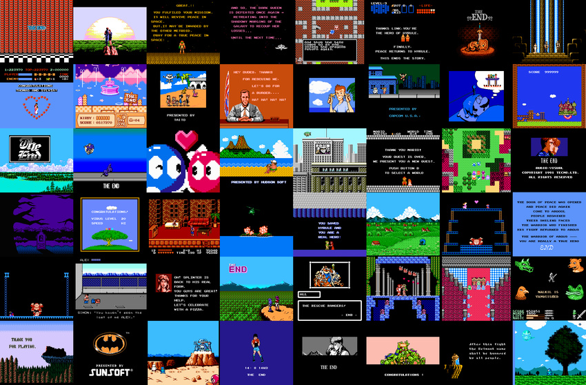 80s castlevania contra crystalis donatello donkey_kong donkey_kong_jr dragon_quest ending famicom final_fantasy kid_icarus kirby kirby_(series) leonardo link mario metroid michelangelo nes nintendo_entertainment_system old_school princess_zelda raphael river_city_ransom rygar samus_aran star_tropics super_mario teenage_mutant_ninja_turtles the_legend_of_zelda the_legend_of_zelda