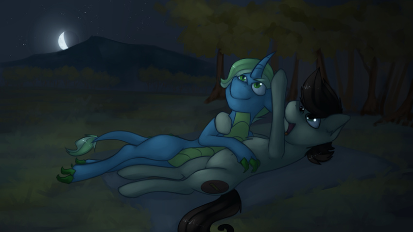 16:9 2016 absurd_res bonfire_(buttocher) detailed_background dracony dragon dragon_pony duo earth_pony equid equine fan_character female feral hasbro hi_res horn horse hybrid male mammal marsminer my_little_pony mythological_creature mythological_equine mythological_scalie mythology pone_keith pony reptile scalie stargazing tail unicorn unigan widescreen